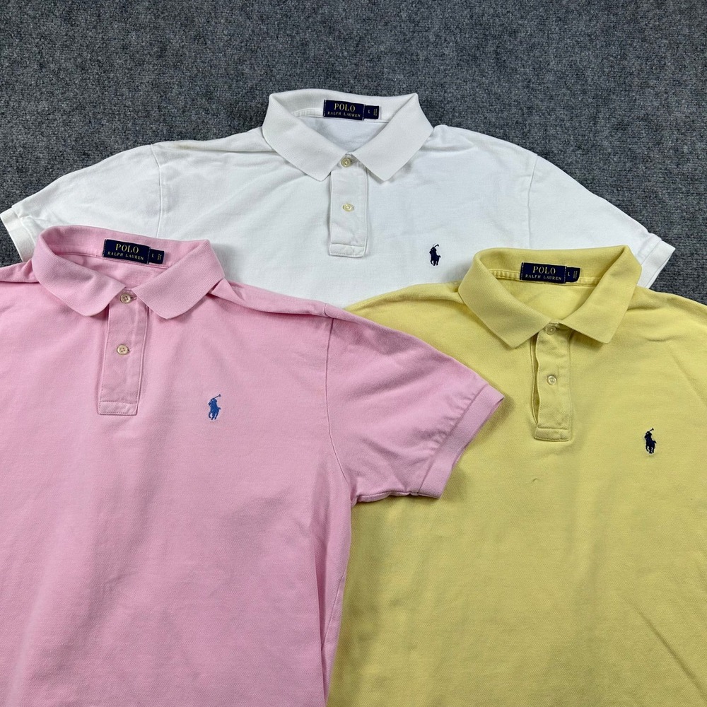 Polo Ralph Lauren Polo Shirts Mens L Multicolor Bundle Short Sleeve Cotton Pique